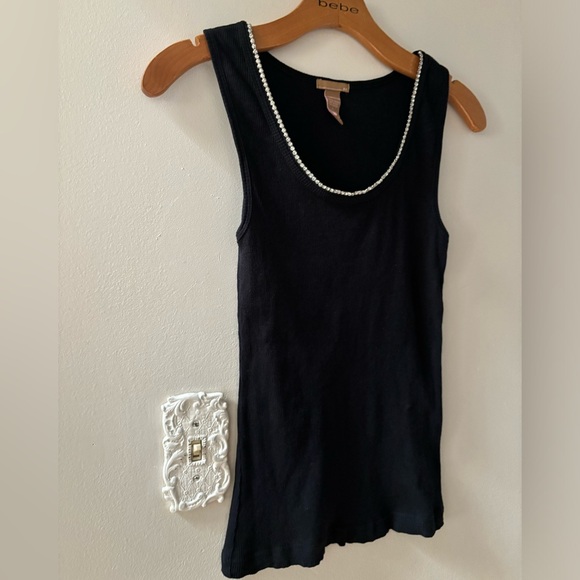 Rhinestone Trim Black XXI Forever 21 Vintage Tank Top - Picture 6 of 8
